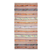 Tapis de couloir vintage turc Oushak fait main en laine et coton multicolore, années 1970