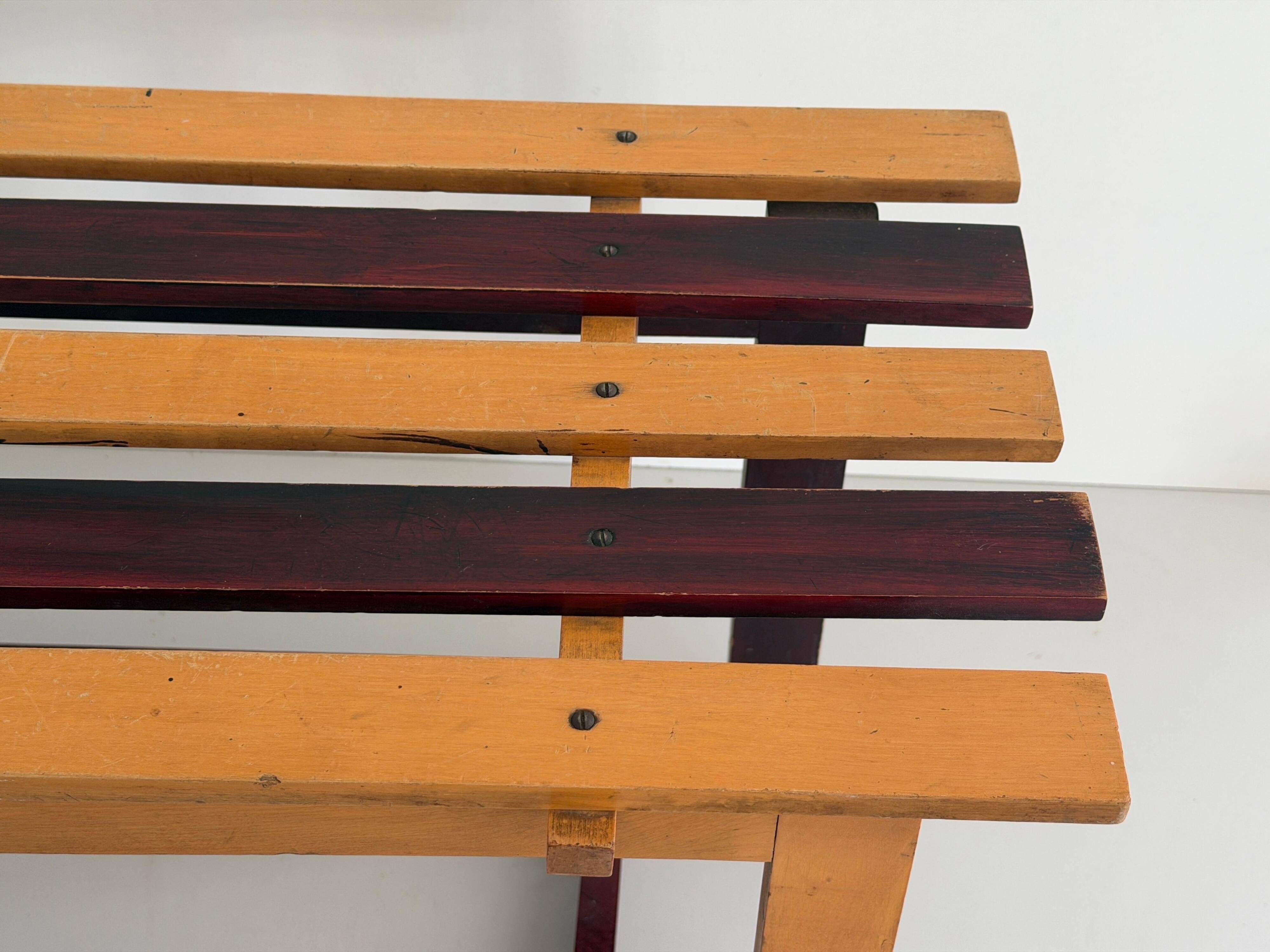 Mid-century Italian solid wood two-tone bench, 1950s, Italy