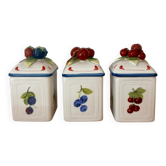 Ensemble de 3 magnifiques pots barbotine fruits Villeroy et Boch