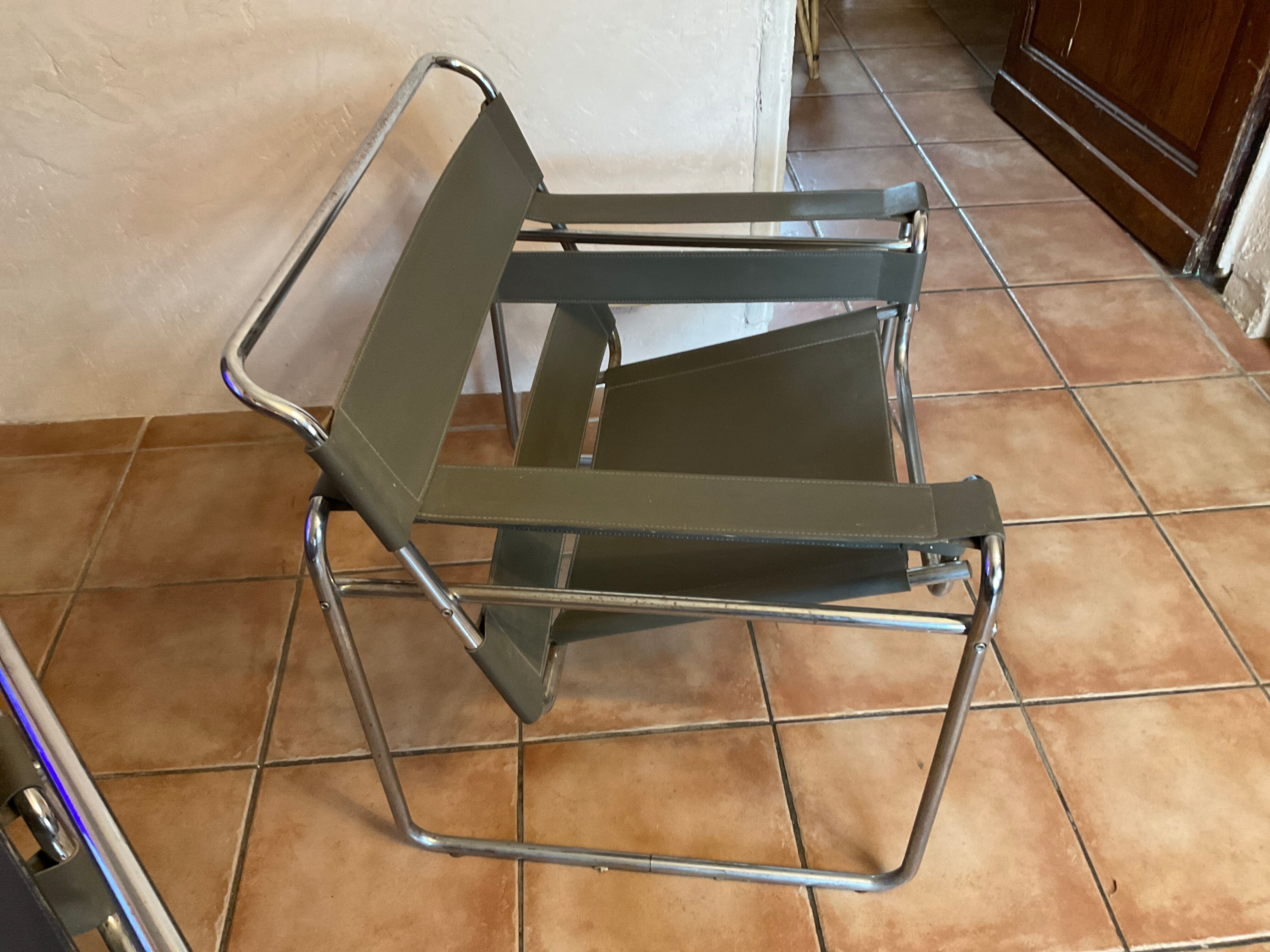 Pair of vintage armchairs B3 vassily by Marcel breuer at the bauhaus circa 1980