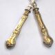 Antique salad server in silver metal and black horn - neoclassical flowered service 19th century.