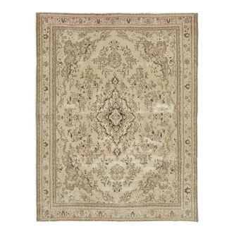 Tapis ancien persan noué à la main années 1970 315 cm x 394 cm, laine beige