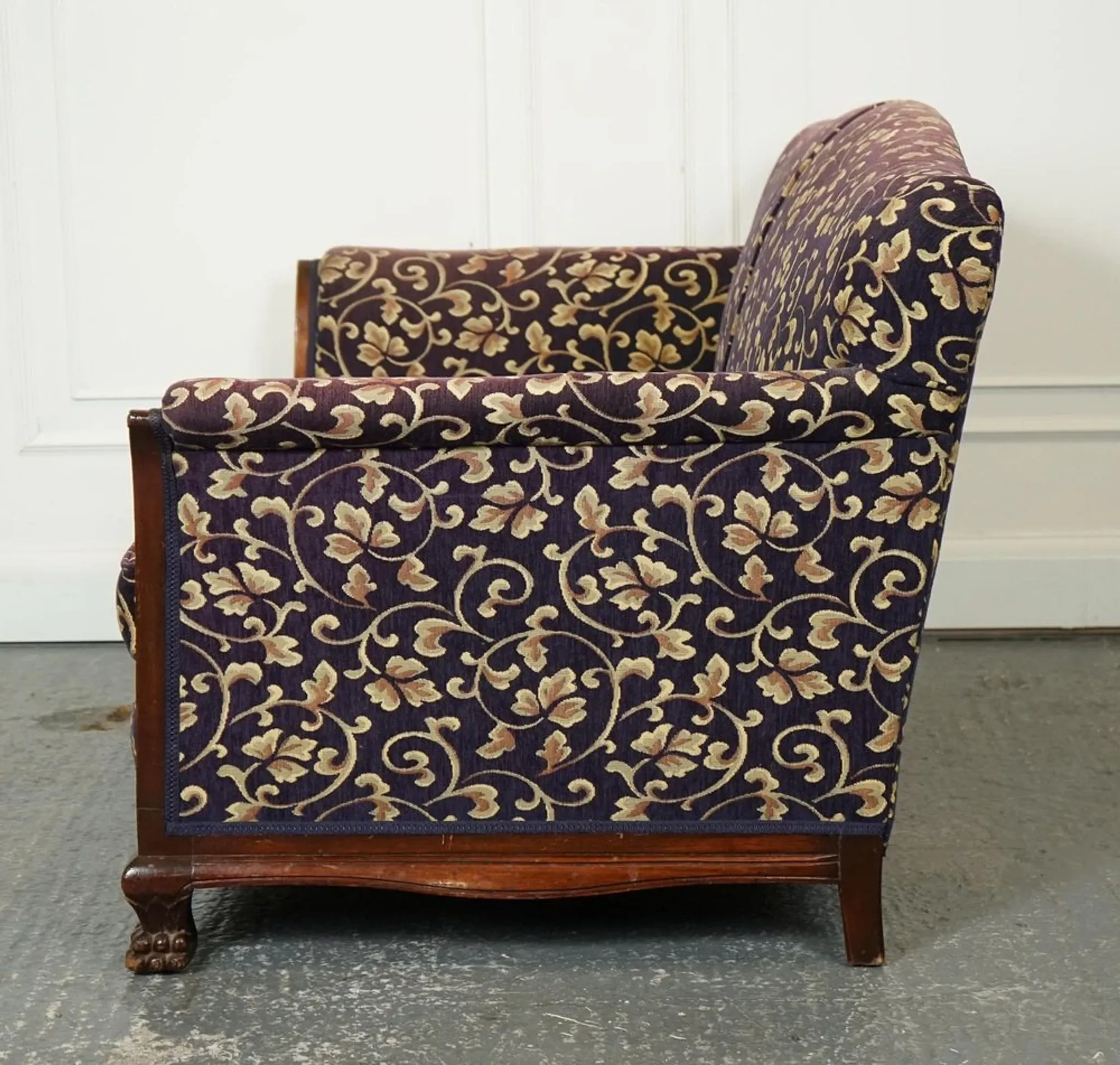 Victorian Fabric Sofa and Armchairs, Set of 3