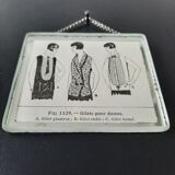 Old Art Deco illustration 1930 "Vests for ladies" inserted under mirror. Cabinet of curiosity.