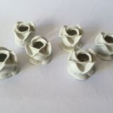 set of 6 pink candle holders in white porcelain