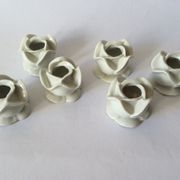 Lot de 6 bougeoirs rose en porcelaine blanche