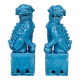 Pair of blue ceramic Fô dogs