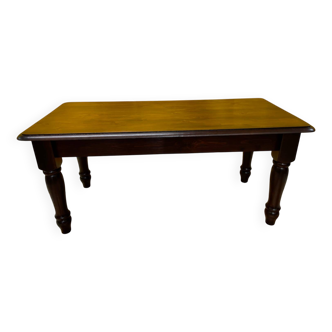 Solid wood coffee table two-tone walnut finish