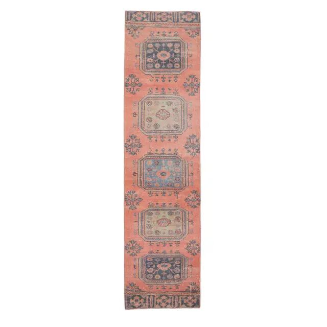 Vintage Turkish handmade wool runner  87x343
