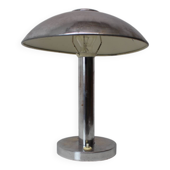 1930s Art Deco Chrome Plated Mushroom Table Lamp, Czechoslovakia