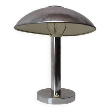 1930s Art Deco Chrome Plated Mushroom Table Lamp, Czechoslovakia