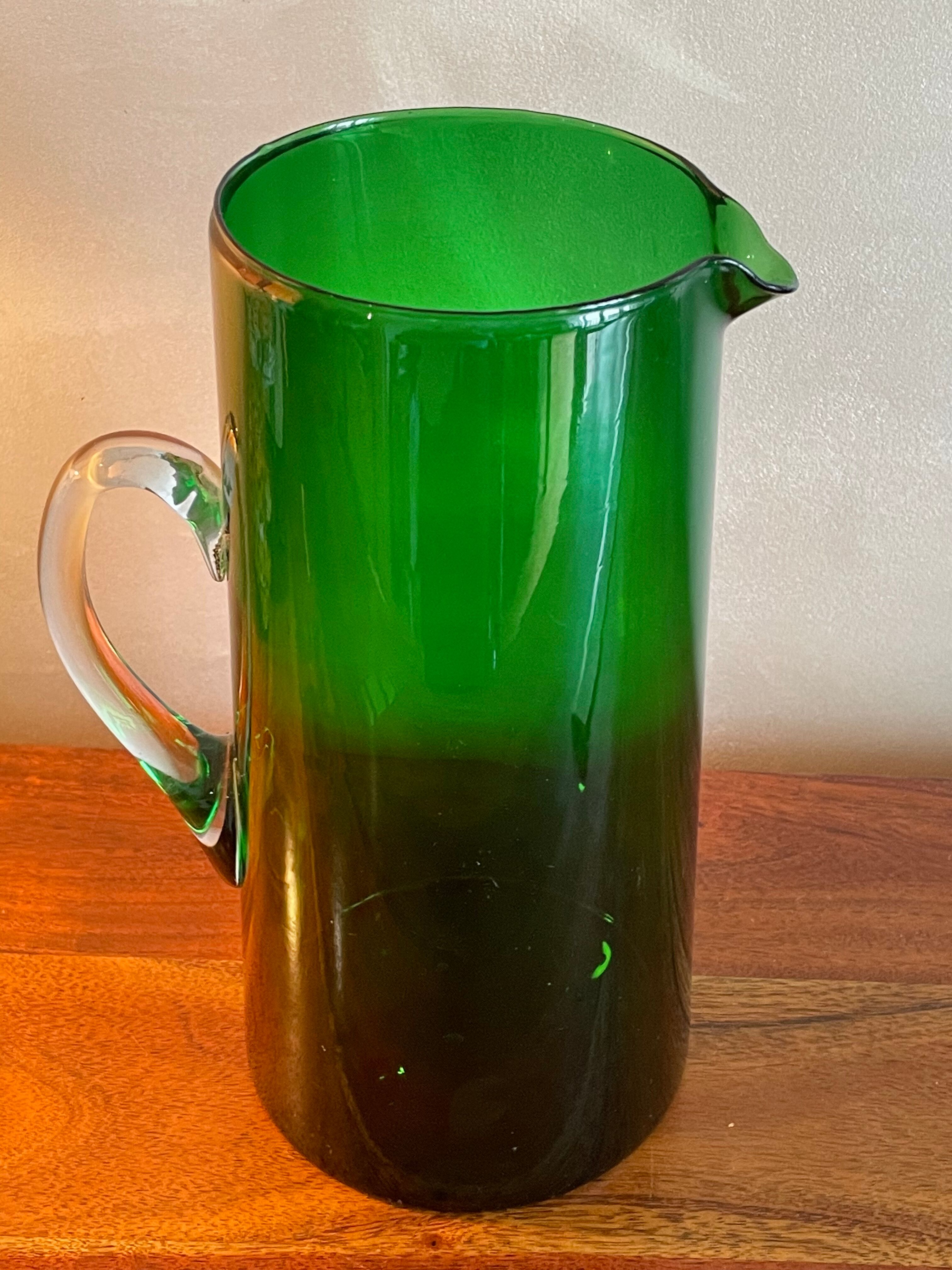 Green glass pitcher