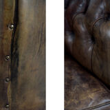 Antique brown leather chesterfield sofa, 1920s