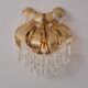 Palwa crystal pair wall lights sconces by Ernst Palme, brass pineapple, 1960`s, German