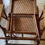 Chaise longue osier et bois