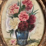 Oil on panel by A. Cruillet still life bouquet of flowers 1920