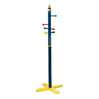 Vintage 1980s coat rack in the shape of a pencil - Pierre Sala style - Memphis Pop Art design - 80s 90s