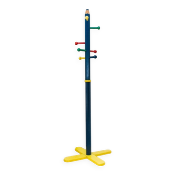 Vintage 1980s coat rack in the shape of a pencil - Pierre Sala style - Memphis Pop Art design - 80s 90s