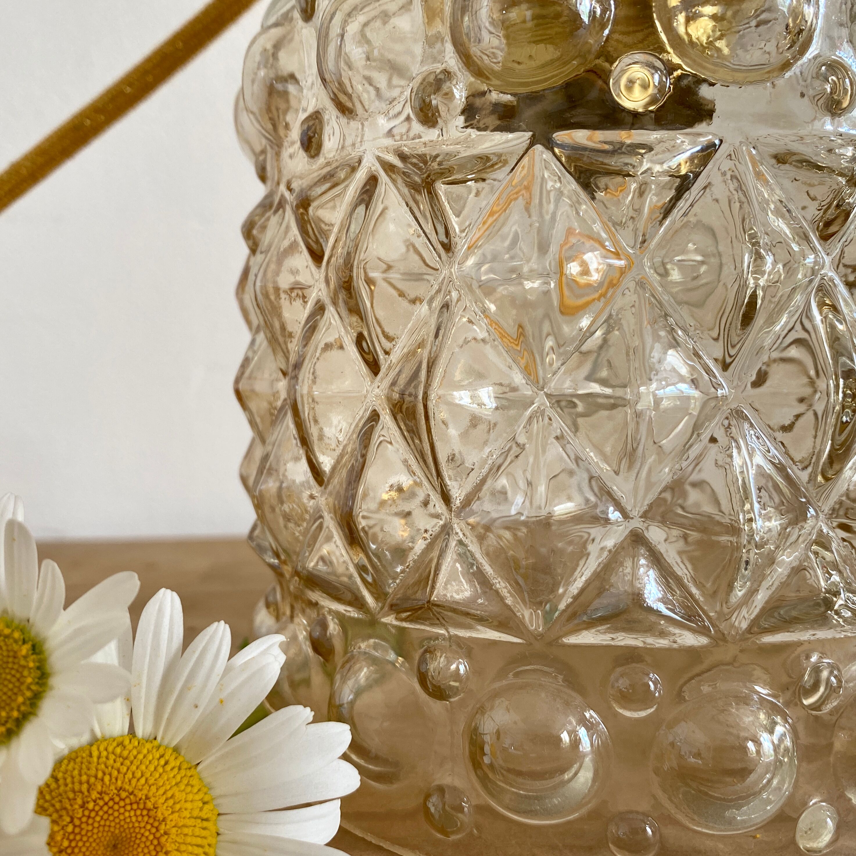 Vintage tulip lamp in amber glass
