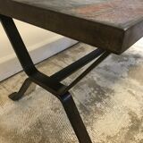 Wrought iron table slate tiles 1960
