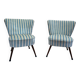 Pair of cocktail armchairs – 1960s – Two-tone velvet – Wooden legs