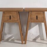 Solid wood bedside table set. Set of 2 pieces.