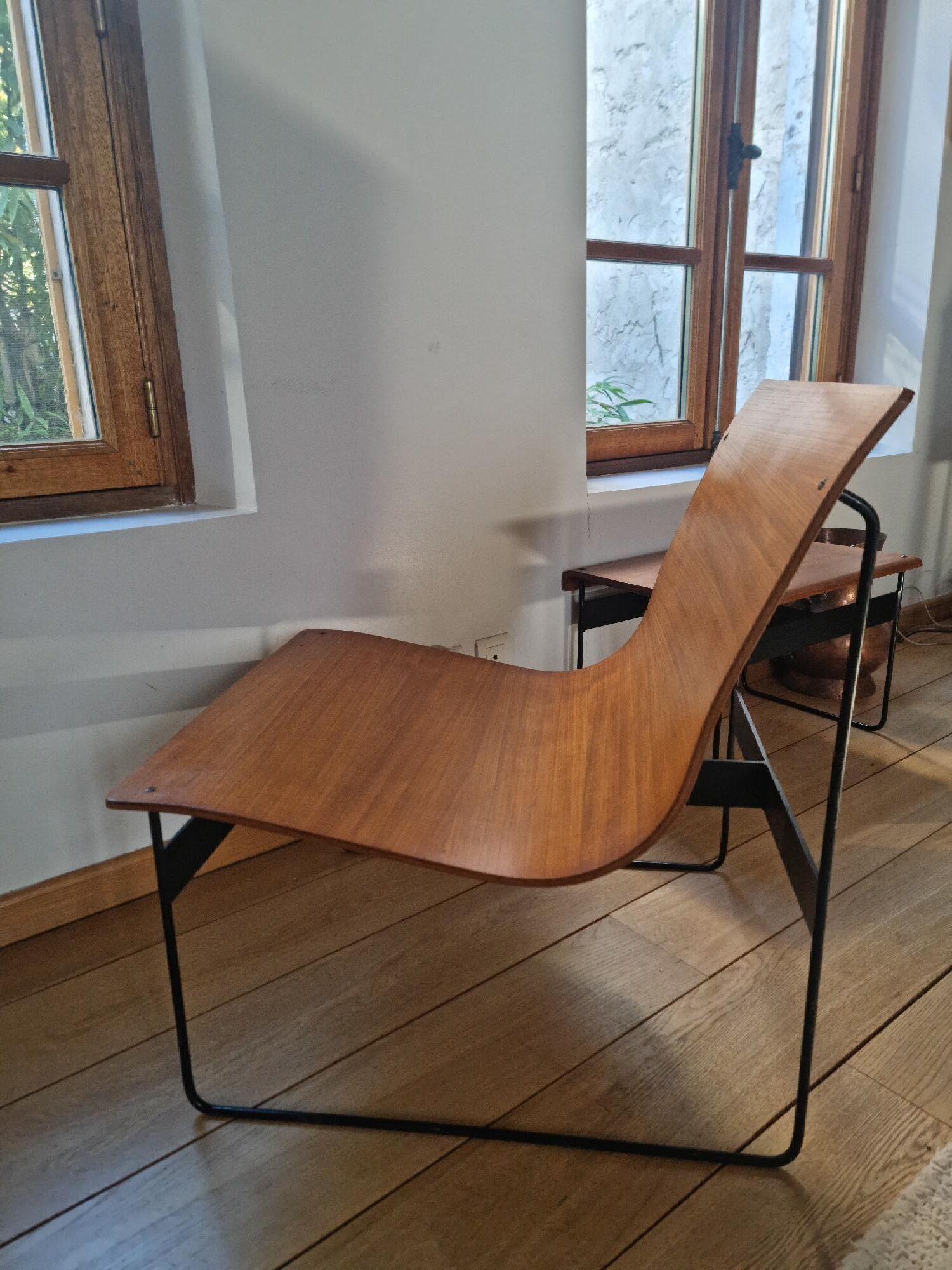 Günter RENKEL (XXth) REGO MOBEL (editor) Chair + stool in the taste of