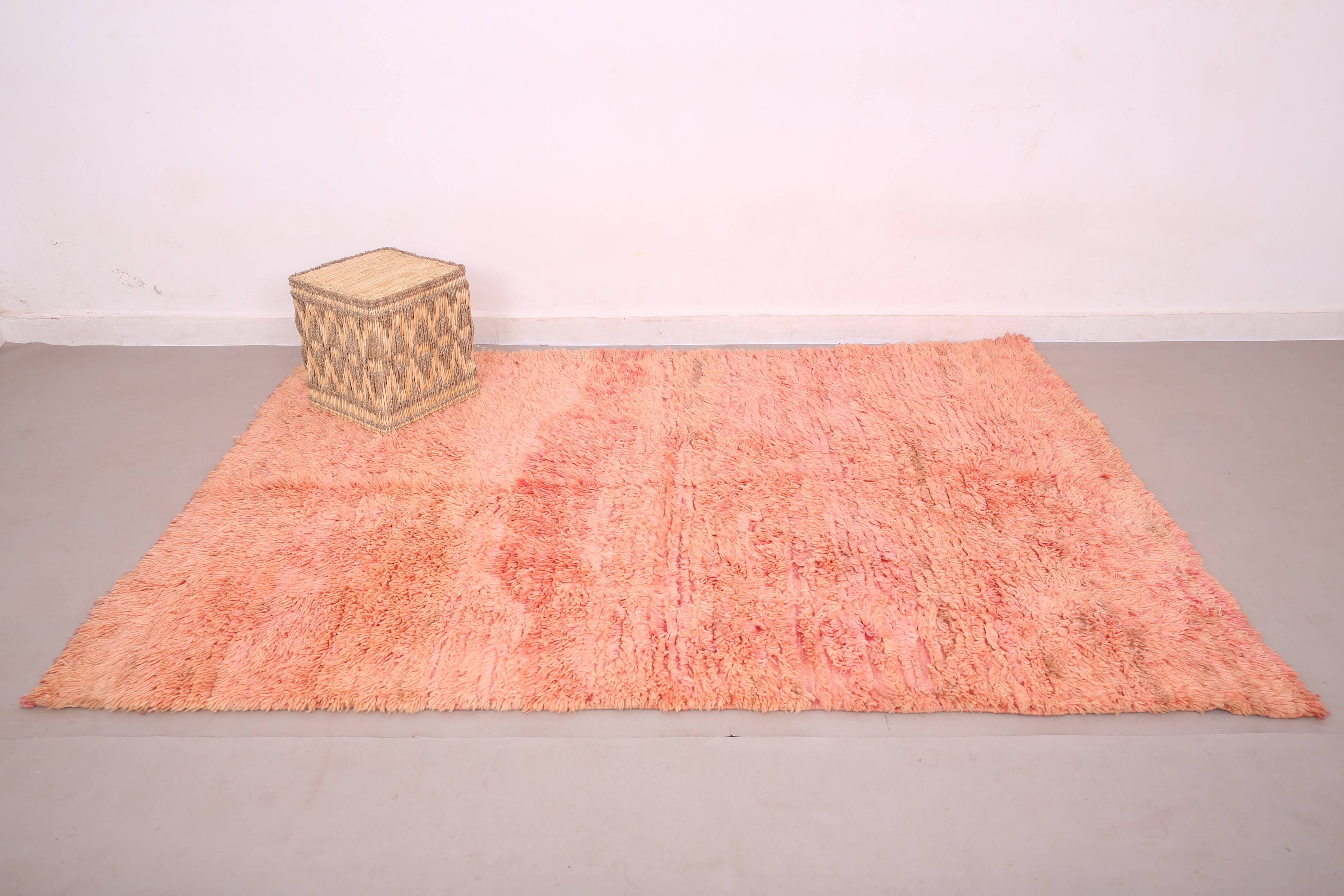 Vintage Moroccan rug 175 x 246 cm - Handmade Berber Rug - Pink Wool Rug