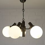 Vintage Wooden Rustic Sputnik / Copper Hanging Lamp /  Chandelier 1970's