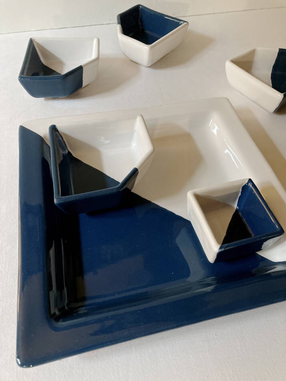 Hand-painted ceramic serving tray or aperitif platter