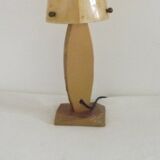 French vintage gold retro resin table lamp with marble effect cone shade.