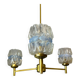 Mid Century Modern 3-light wood and glass chandelier