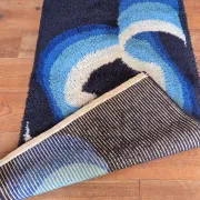 Vintage blue Space Age carpet from the 1970s in long pile wool.