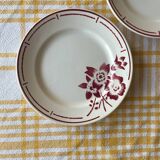 6 plates from the Badonviller pottery with a red flower design.
