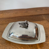 Silver metal butter dish