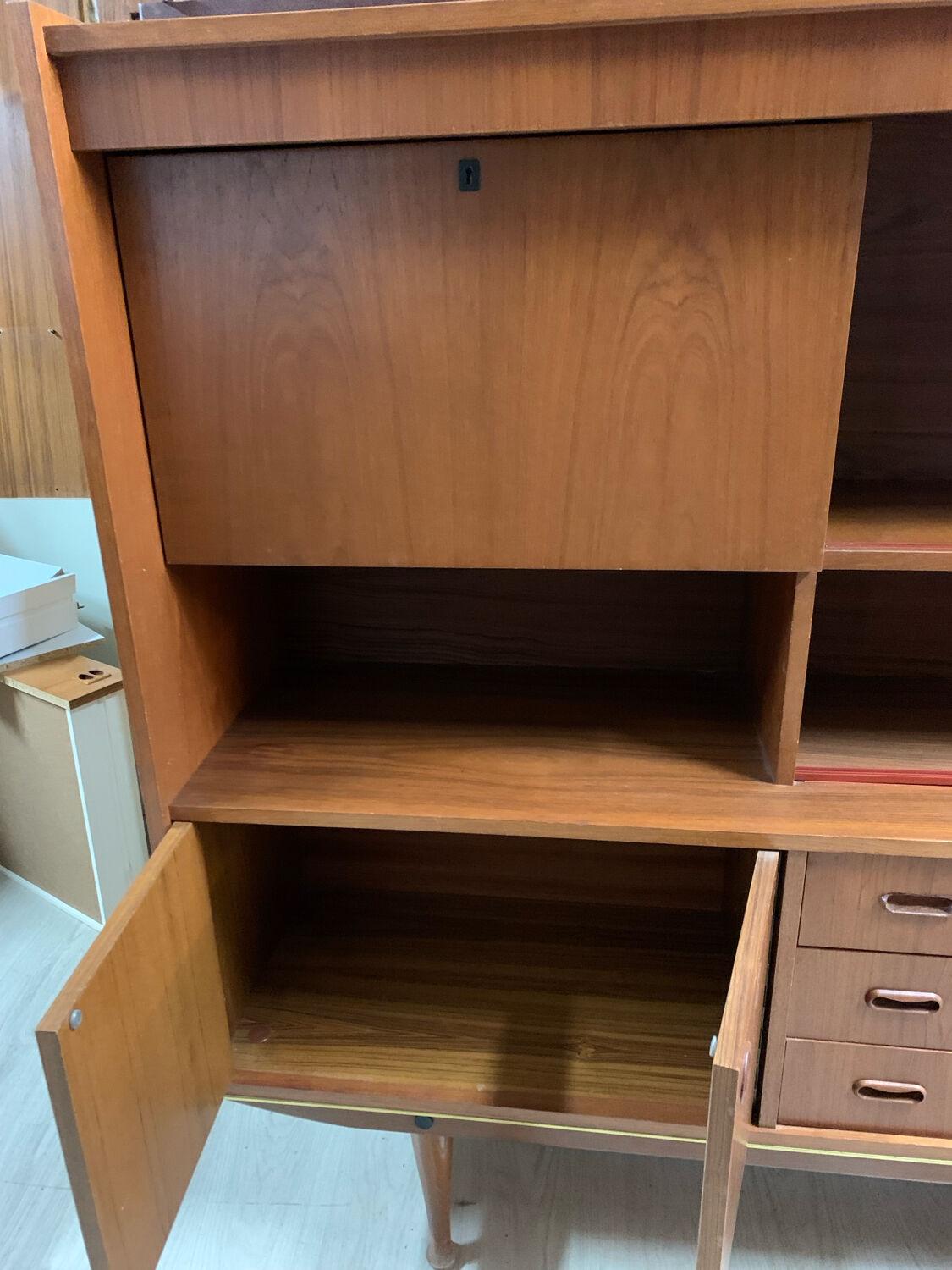 Vintage Scandinavian library, tall sideboard