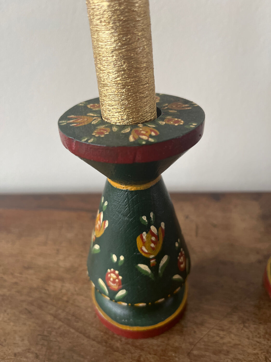 Hand-painted wooden candlesticks