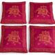 Set of 4 embroidered cushions with golden pink fuchsia elephant – 42x42 cm – front and back
