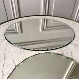Duo of beveled mirror trays 50s