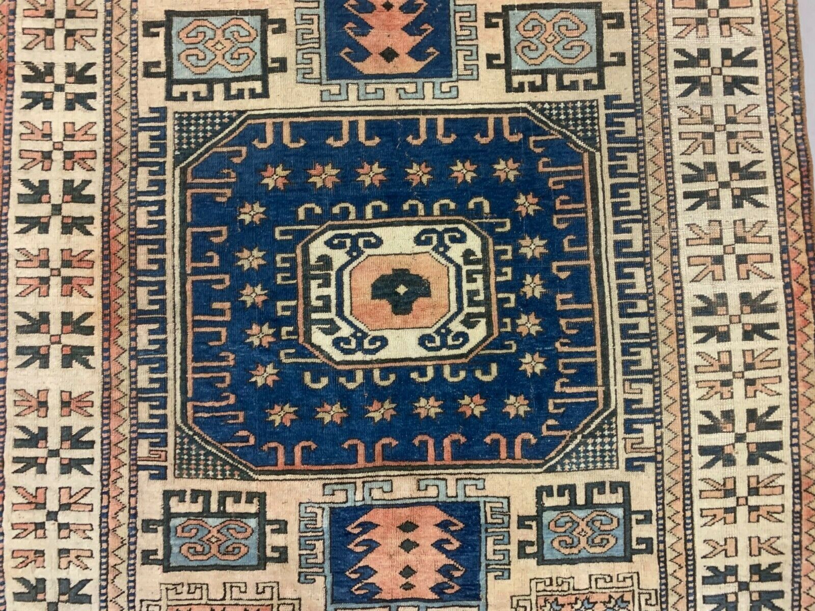 Old Turkish Kazak Rug Oriental 240x165 cm vintage carpet, Tribal Handwoven