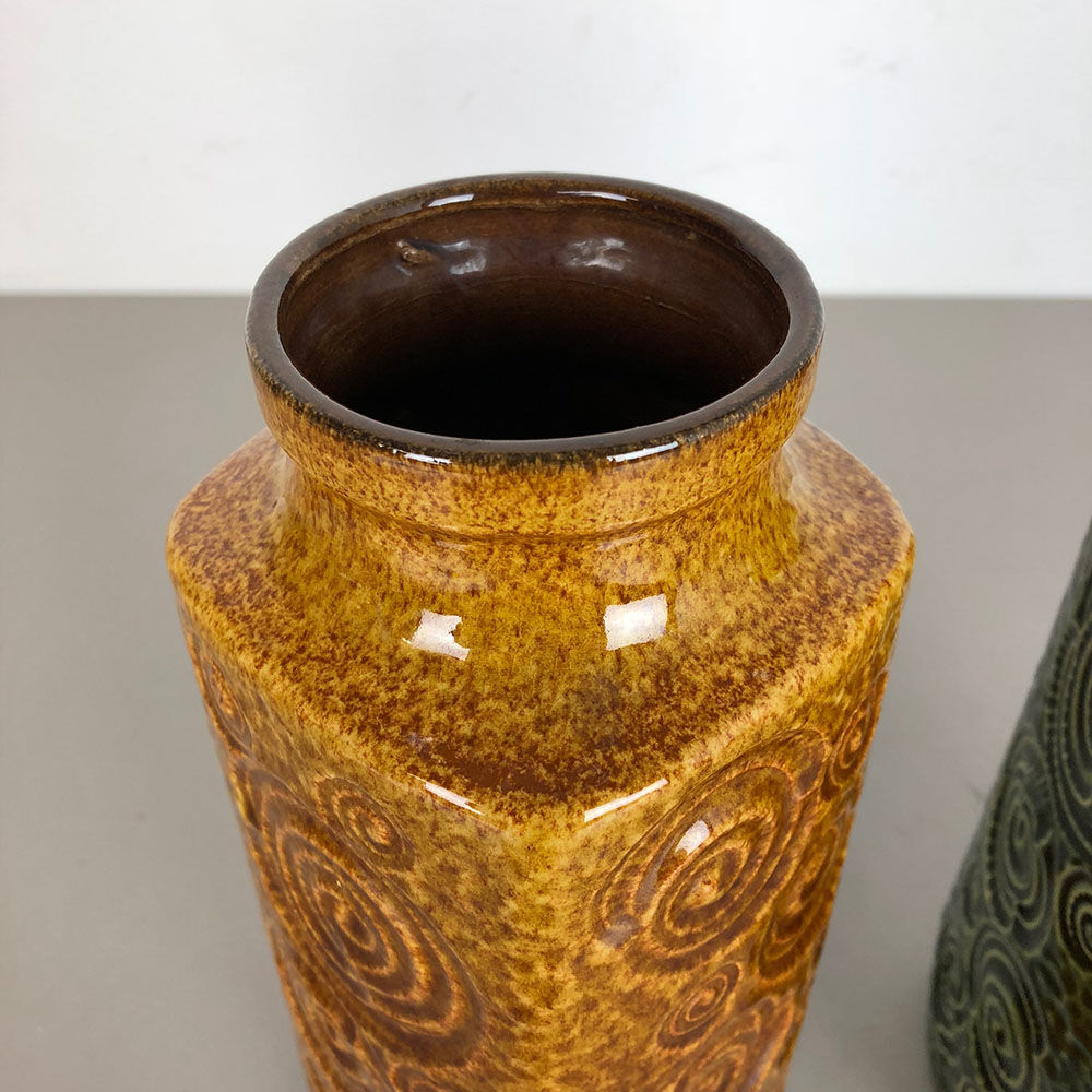 Set of two pottery fat lava vases jura "282-26" made by Scheurich, Germany 1970s