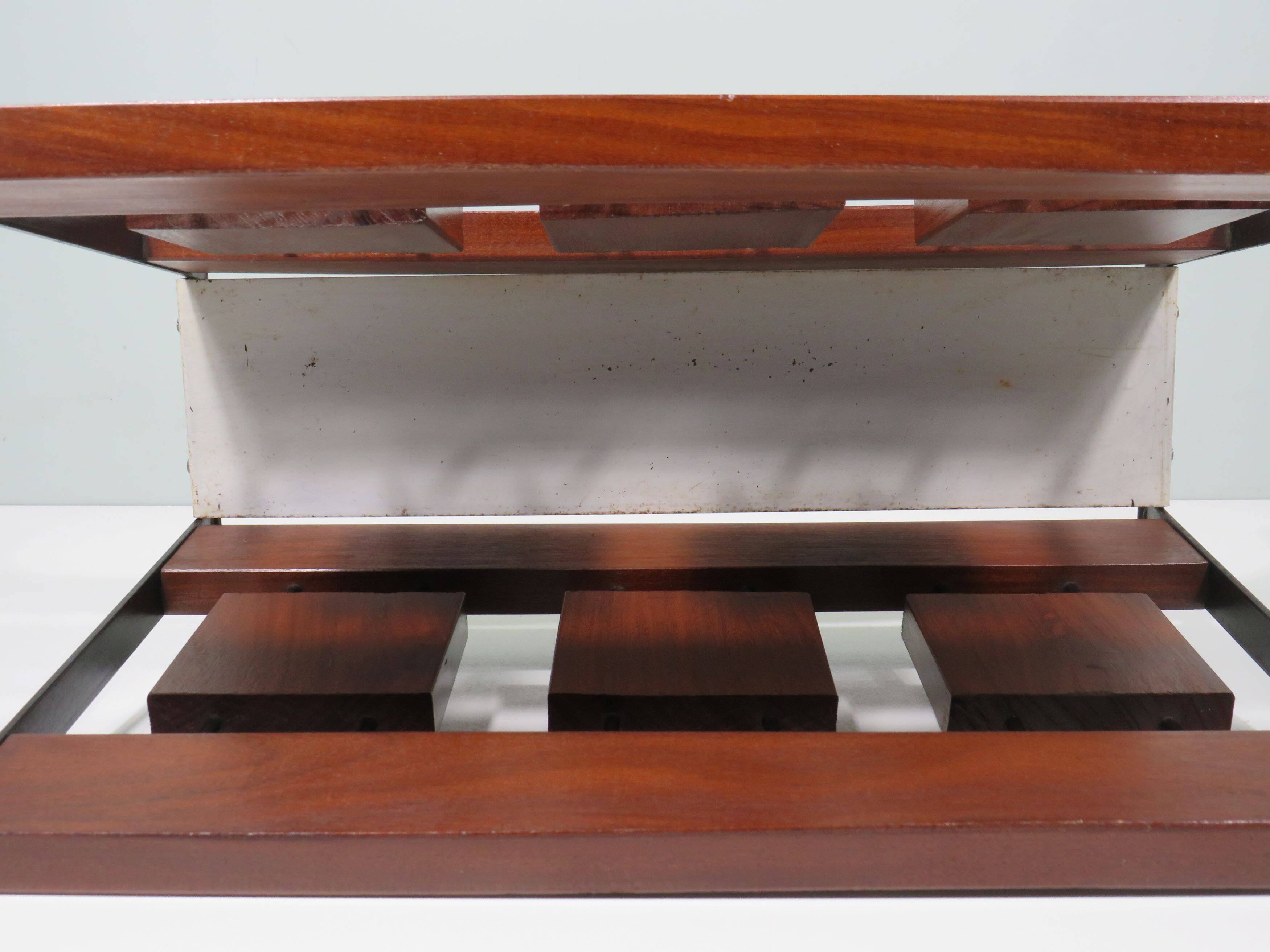 Vintage teak and metal magazine rack, Netherlands 1960-1970