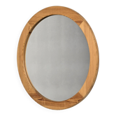 Round solid pine mirror, Les Arcs, circa 1980