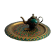 Teapot with its brass tray from the 20th cty, Moroccan craft - diameter 24cm