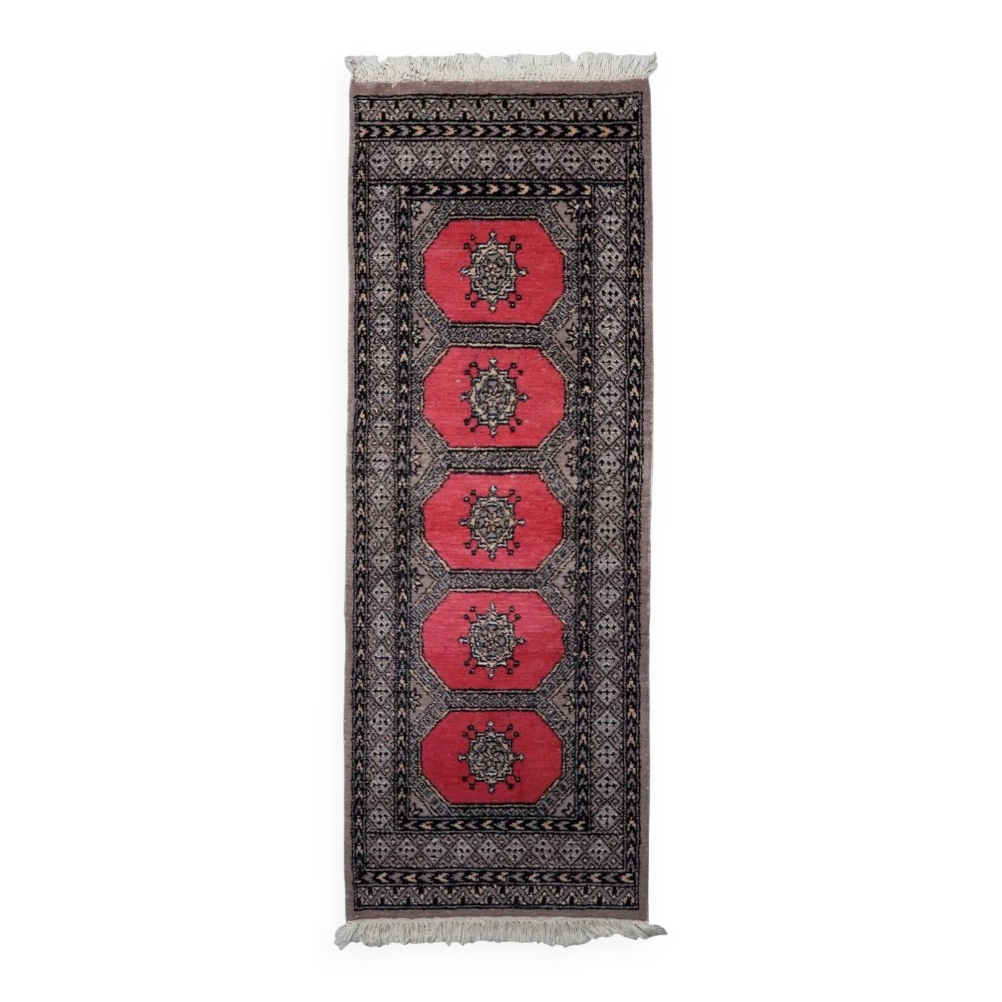 Vintage Uzbek Bukhara runner 63cm x 170cm 1960s