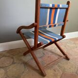 Children's folding armchair in wood and canvas