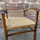 Vintage armchair in wood and rope, 1960s