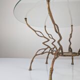 Zigzag Bronze Faux Bamboo Hollywood Regency Coffee Table, 1960s