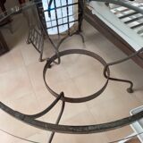 Table fer forgé et verre 4 chaises