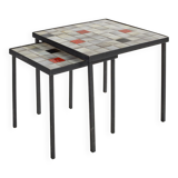 Mado jolain suite of two nesting tables ceramic and metal h : 42 l : 41 p : 41 cm